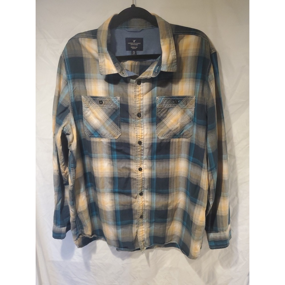 American Eagle Outfitters Men's XXL Plaid Flannel Shirt Serious Soft Classic Fit